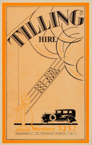 1933 Tilling Hire Vintage Car Art Deco Font Mini Poster